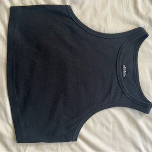 Black Ribbed Crop Top